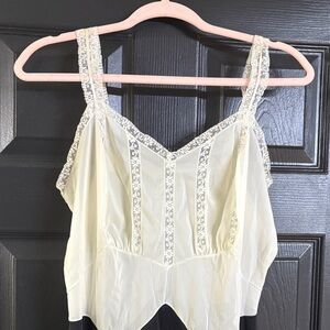 Sheer vintage Cream black Lace-Trim slip dress gown lingerie size 40 bust l/xl
